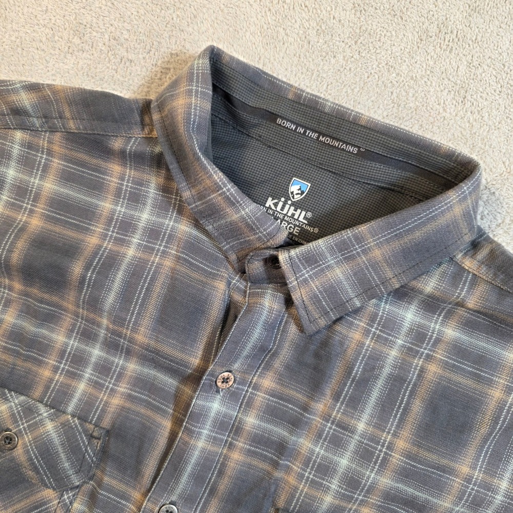 Kuhl Button Down Shirt Mens XL Grey Plaid Outdoor Gorpcore Hiking Streetwear